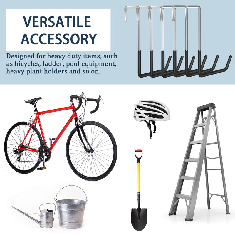 6 Pack Heavy Duty Rafter Hooks for Hanging Vinyl Coated Large S Hooks for Hanging Ladder Bike Hangers Garage Storage Organizer Black 6 - NewNest Australia