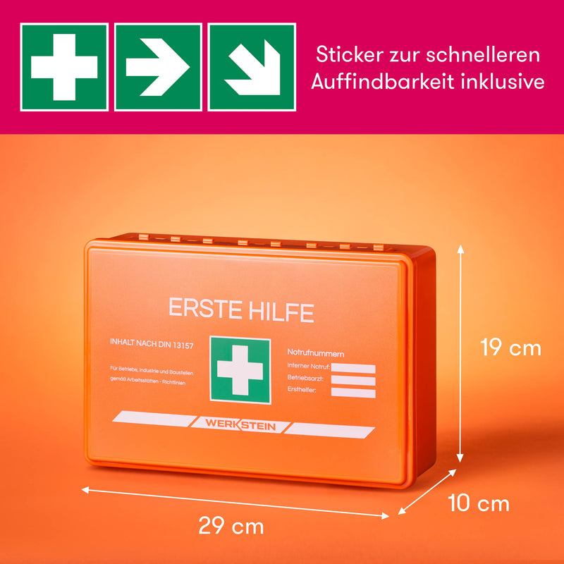 First Aid Box Din 13157:2021 Small - Includes Practical Wall Mount, 3 X Stickers, Face Masks & Wet Wipes - First Aid Box Din 13157 For Businesses, Facilities & Home - NewNest Australia