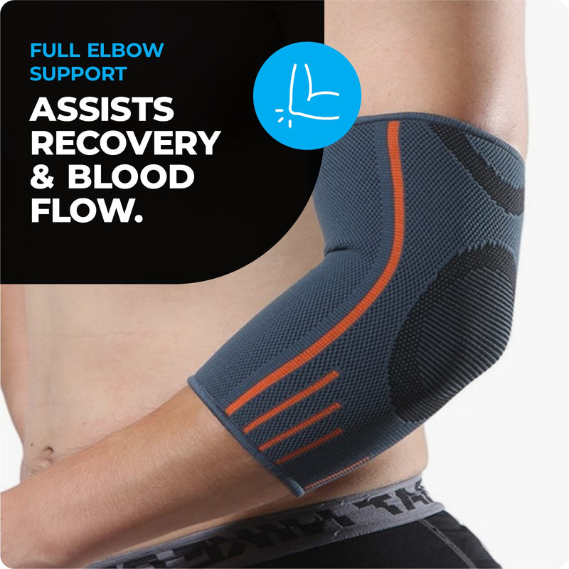VITTO Elbow Support for Men & Women - Compression Sleeve for Tendonitis, Arthritis, Injury - Tennis Elbow Support Strap, Golfers Elbow Support, Elbow Sleeves for Weightlifting (L, Grey, Single) L 1 - NewNest Australia