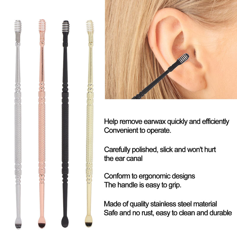 Earpick Ear Wax Remover Set, 4 Colors, 360¬∞ Spiral Earwax Remover Cleaning Tool, Stainless Steel Double Head Earwax Remover Set, Ear Curette Earwax Remover Tool - NewNest Australia