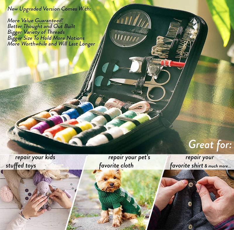 VelloStar Mini Travel Sewing KIT for Adults – Easy to Use Needle and Thread Kit at Home & On The go, Basic Emergency Sewing Kit with Multiple Color Threads & Needles, Beginner Small Sewing Kit Black Pack of 1 - NewNest Australia