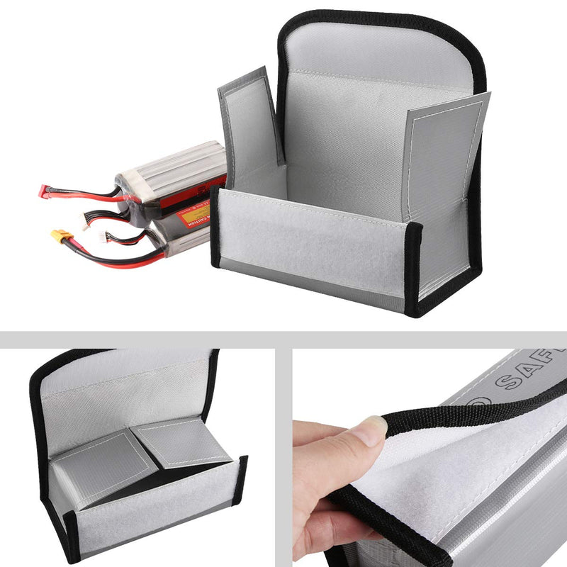 WST Fireproof Explosionproof LiPo Battery Safe Bag RC LiPo Battery Guard Safe Bag Fiber Material for Charge & Storage 185x75x60MM Silver 4PCS 4 - NewNest Australia