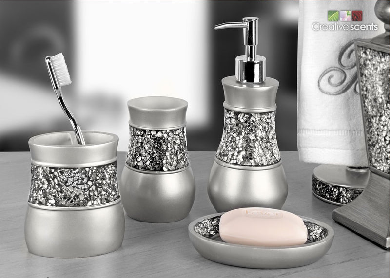 Creative Scents Hand Silver Soap Dispenser, Countertop Decorative Lotion Pump, Resin Shower Dispensers, for Elegant Bathroom Décor - NewNest Australia