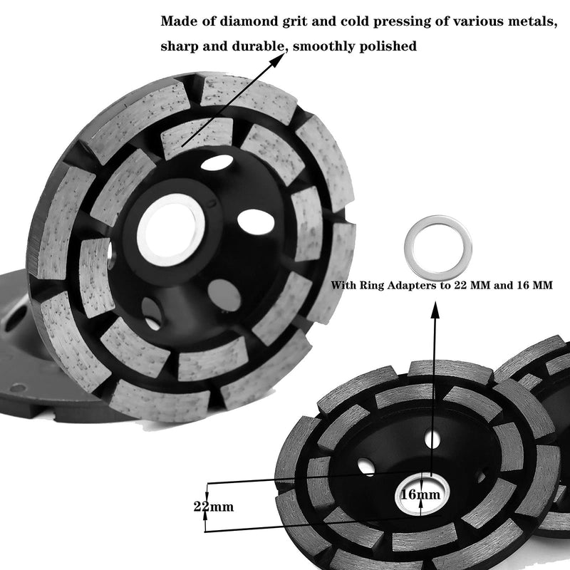OKVEQUIP 2PACK 4Inch Diamond Cup Grinding WheeL Concrete Sanding Discs 12 Segments Heavy Duty Angle Grinder Wheels forGrinder Polishing Masonry Angle Grinding(BLACK and RED) - NewNest Australia