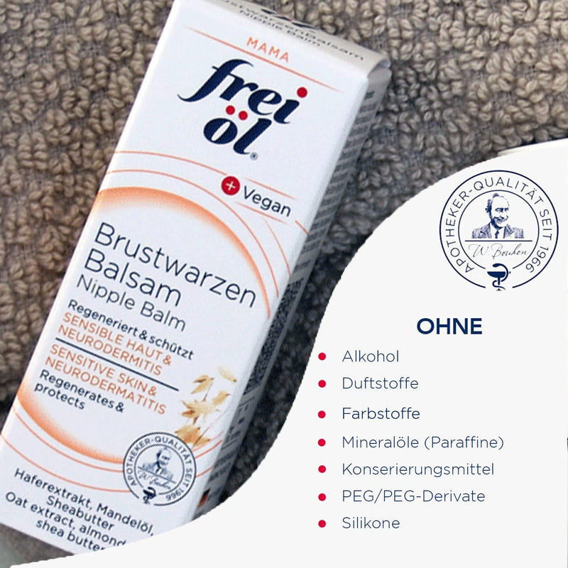 free oil nipple balm, for breastfeeding mothers with sensitive nipples, during & after pregnancy, suitable for neurodermatitis, with almond oil, tasteless & odorless, vegan, 7.5ml - NewNest Australia
