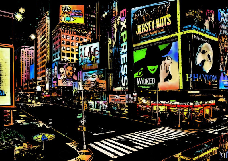 Rainbow Scratch Art Painting Paper (A4) for Adults & Teens, Night View Scratchboard Set:4 Sheet Scratch Cards, Clean Brush, Drawing Pen(Times Square / Golden Gate Bridge / Seattle / Statue of Liberty) America - NewNest Australia