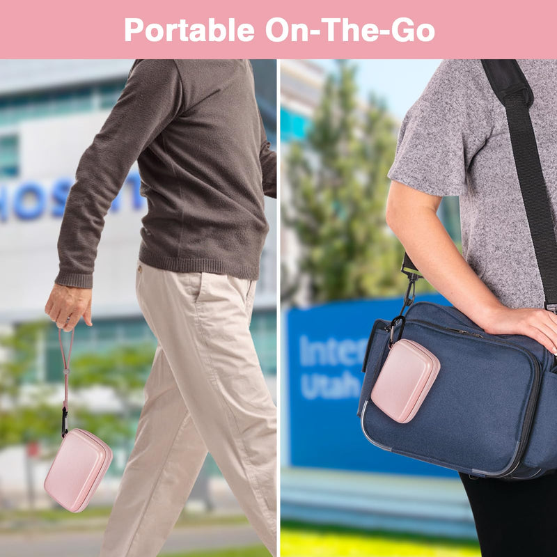 Medmax Bag For Freestyle Libre 3 / Libre 2 / Libre Reader, Hard Shell Protective Case For Blood Glucose Monitor, Lightweight Shockproof Storage Bag With Clip And Handle For Diabetics, Rose Gold - NewNest Australia