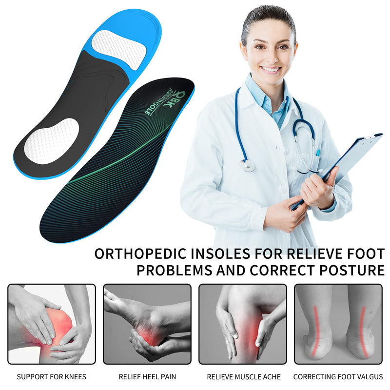 High Arch Support Insoles Women and Men QBK Orthotic Insoles for Plantar Fasciitis Shock Absorption Shoe Inserts for Walking Leisure Work Standing All Day and Relieve Heel Pain, L L: (Men 9-10.5) - NewNest Australia