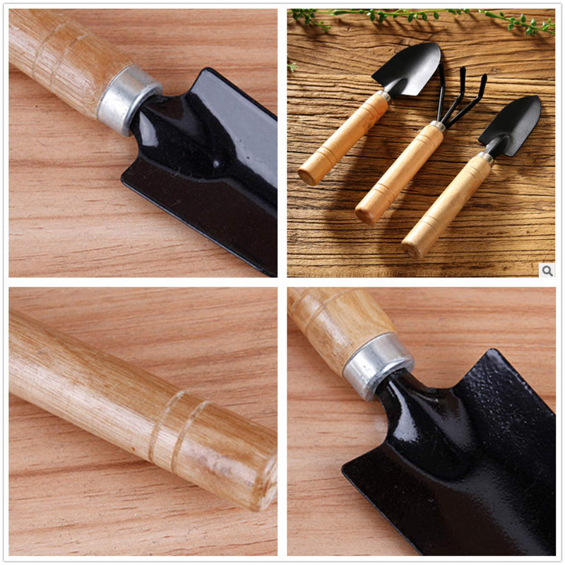 MALARNEY 3 Piece Gardening Tool Set Mini Wood Handle Shovel Trowel Gardening Tools for Flowers Succulent Tranplanting (Small) small - NewNest Australia