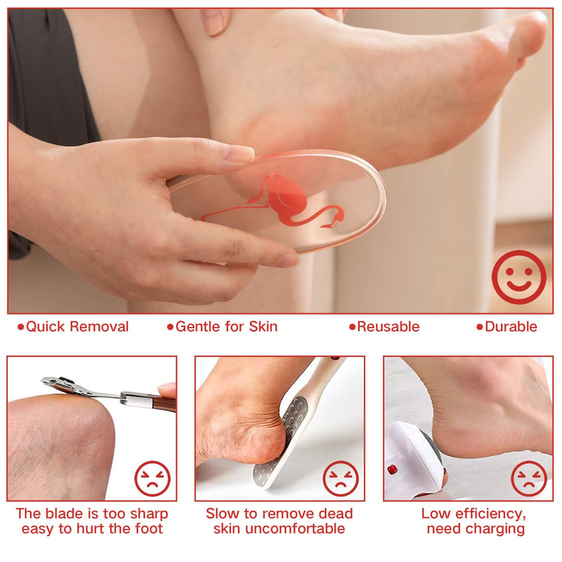 Sunivaca Glass Foot File Callus Remover for Feet, Flamingo Gifts for Women, Feet Scrubber Dead Skin Remover, Professional Pedicure Tools at Home, Heel Scraper for Cracked Heels Heavy Duty - NewNest Australia