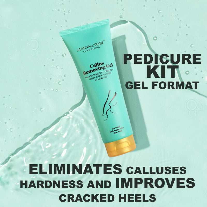 Simon&Tom Callus Remover - Exfoliating Peeling Gel 100 ml - Removes Hardness and Improves Cracked Heels - with Aloe Vera and Organic Argan Oil - Free of Parabens - Includes Nail File - Made in Spain - NewNest Australia