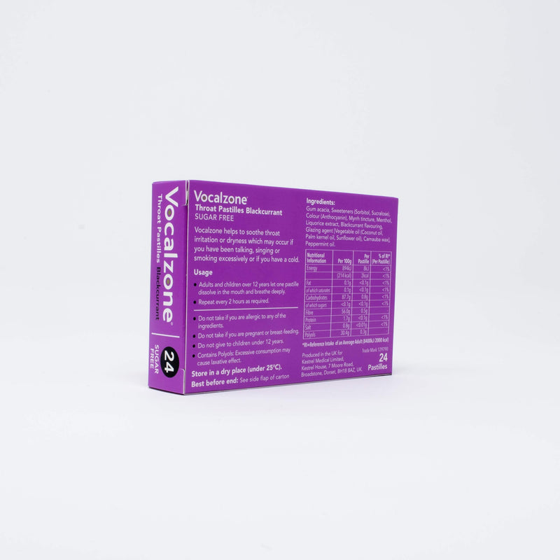 Vocalzone Throat Pastilles Blackcurrant Sugar Free 3 Packs 24- for Sore Throats and Hoarseness When Overusing Your Voice. Produced and Sold in The United Kingdom Since 1912. - NewNest Australia
