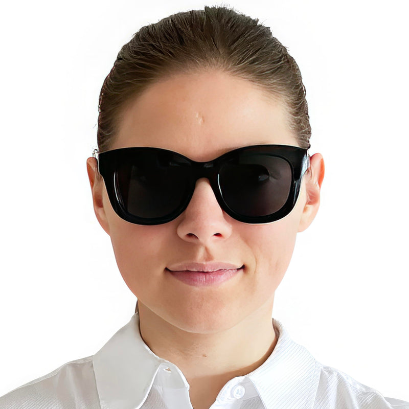 Mini glasses, stylish retro sunglasses with prescription, plastic glasses frame with thick frame (black) and large lenses, free case, women's reading sunglasses 1.5 diopters - NewNest Australia