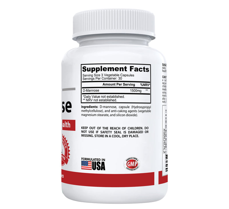 #1 D-Mannose Supplement | 1500mg per Serve to Support Bladder & Urinary Tract Health | No Preservatives or Fillers | Money Back Guarantee | 90 Vegetable Capsules - NewNest Australia