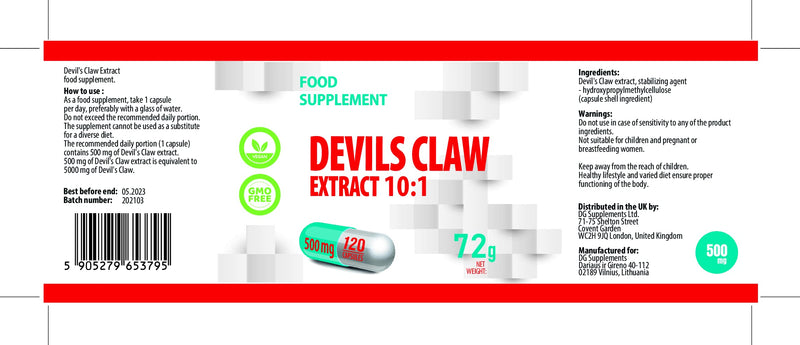 Devils Claw 10:1 Extract (5000mg Equivalent) 120 Vegan Capsules, Certificate of Analysis by AGROLAB Germany, High Strength Supplement, No Fillers or Bulkers, Gluten and GMO Free - NewNest Australia