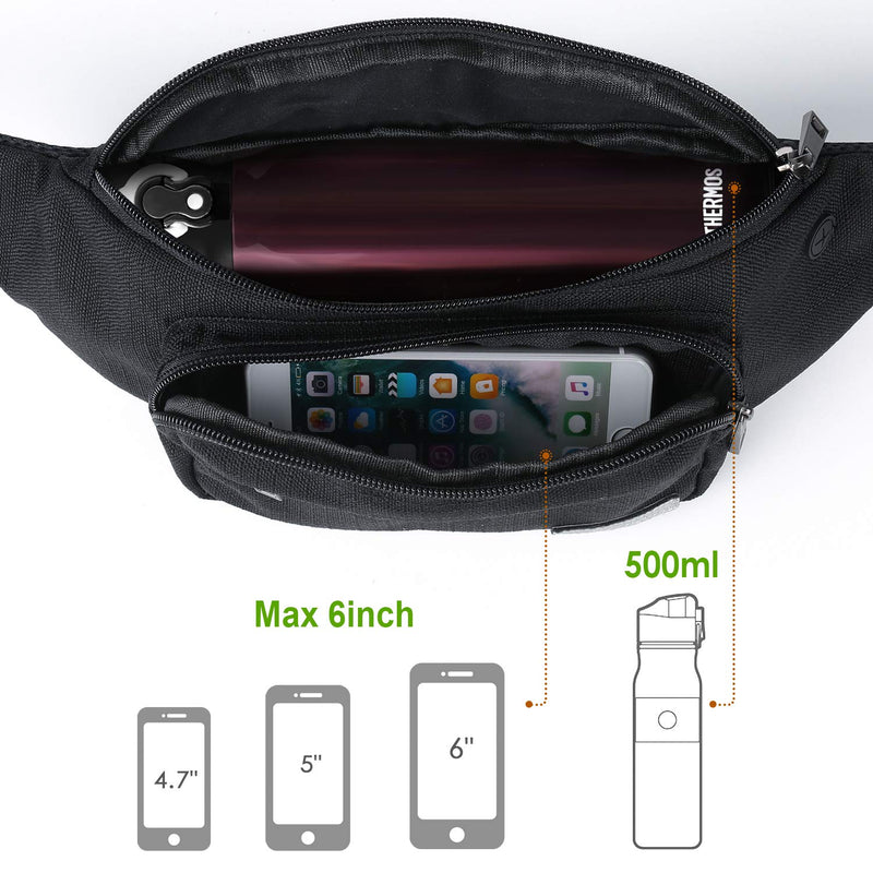 MYCARBON Fanny Pack for men and Women, Large Fanny Pack Waist Pack Bag Cute Hip Bum Non-Bounce Belt Non-Slip Cotton Durable Pouch with Adjustable Strap for Outdoors Casual Travel Hiking Black - NewNest Australia