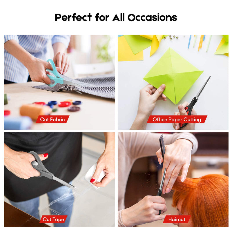Scissors, Niutop 8" All Purpose Scissors Ergonomic Comfort Grip Craft Shears Sharp Scissors for Office Household Sewing High/Middle School Students Supplies, Black-Gray/Black-Red/Black-Yellow, 3-Pack - NewNest Australia