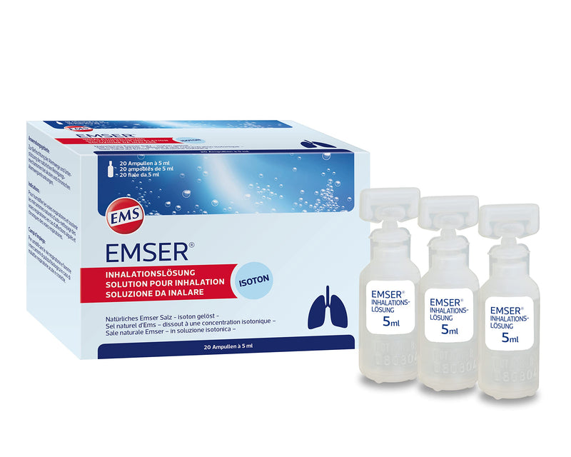 Emser inhalation solution with natural Emser salt/inhalation for acute or chronic inflammation of the respiratory tract / 20 ampoules of 5 ml 5 ml (pack of 20) - NewNest Australia