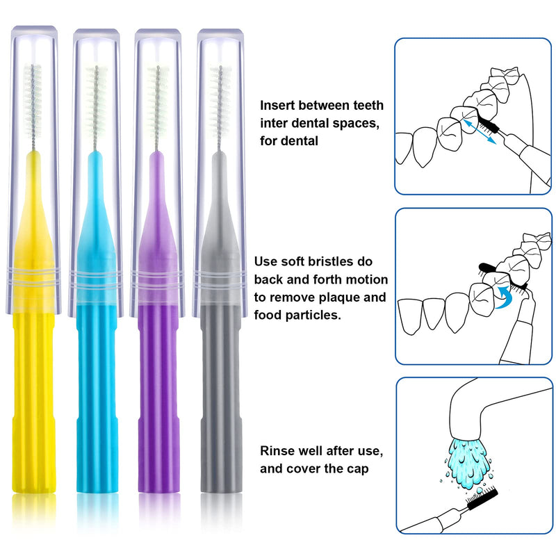 50 Pieces Braces Brush for Cleaner Interdental Brush Toothpick Dental Flossing Head Oral Hygiene Flosser Tooth Cleaning Tool (Light Blue, Purple, Yellow, Gray) Light Blue, Purple, Yellow, Gray - NewNest Australia