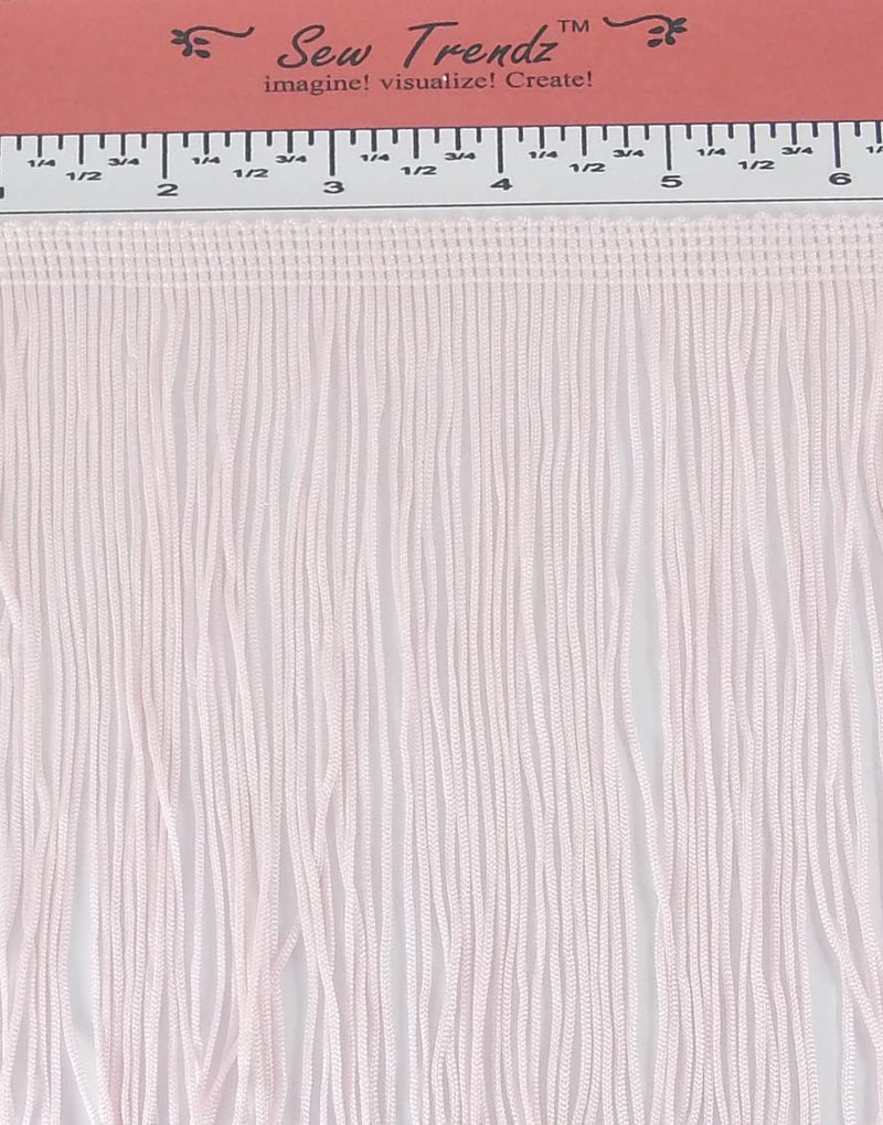 SEW TRENDS 2 Yards of 12" Long Chainette Fringe Thread Yarn Tassel Trim Braid Fringe for Crafts Sewing and Decor-Baby Light Pink Baby Light Pink Value 2 Yards - NewNest Australia