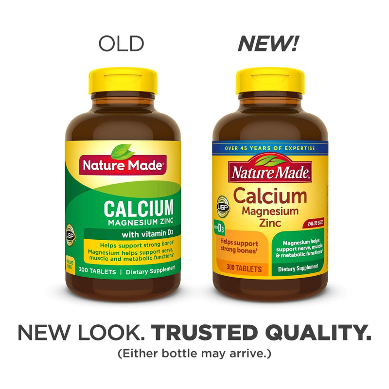 Nature Made Calcium, Magnesium Oxide, Zinc with Vitamin D3 helps support Bone Strength, Tablets, 300 Count - NewNest Australia