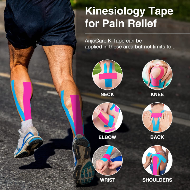 Anjocare Kinesiology Tape, 5 Cm X 5 M Kinesiology Tapes For Sports, Waterproof & Elastic Skin-Friendly Kinesio Tapes For Knee Pain, Elbow And Shoulder (2 Rolls) - NewNest Australia