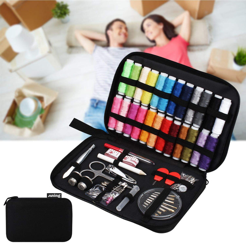 JUNING Sewing Kit with Case, 130 pcs Sewing Supplies for Home Travel and Emergency, Kids Machine, Contains 24 Spools of Thread of 100m, Mending and Sewing Needles, Scissors, Thimble, Tape Measure etc - NewNest Australia