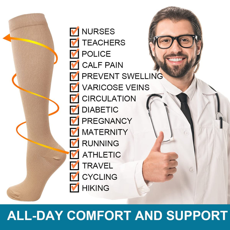 Kuzimua 6 Pairs Of Compression Stockings, Knee Socks, Support Stockings, Running Socks For Women And Men, Sports, Running, Flight, Travel, Pregnancy, Medical Compression Socks - NewNest Australia