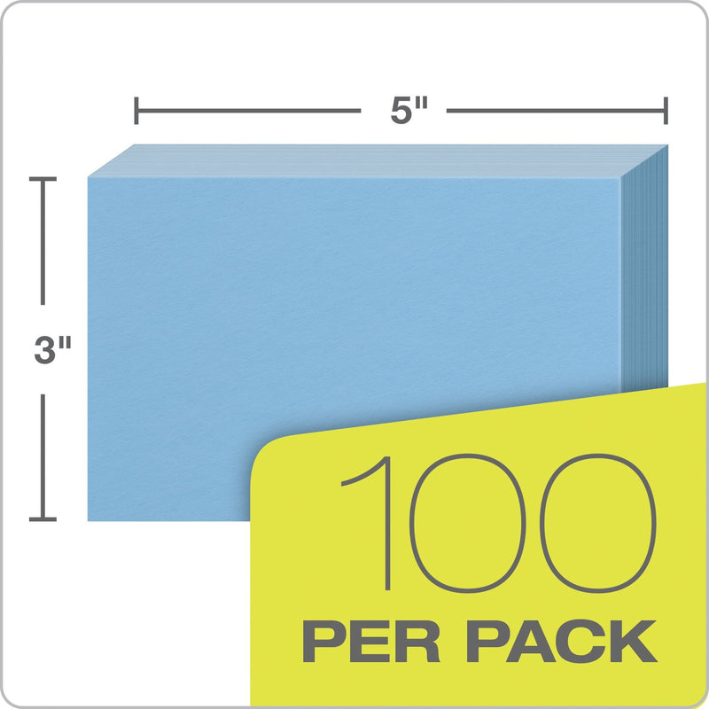 Oxford Blank Color Index Cards, 3" x 5", Blue, 100 Per Pack (7320 BLU) - NewNest Australia