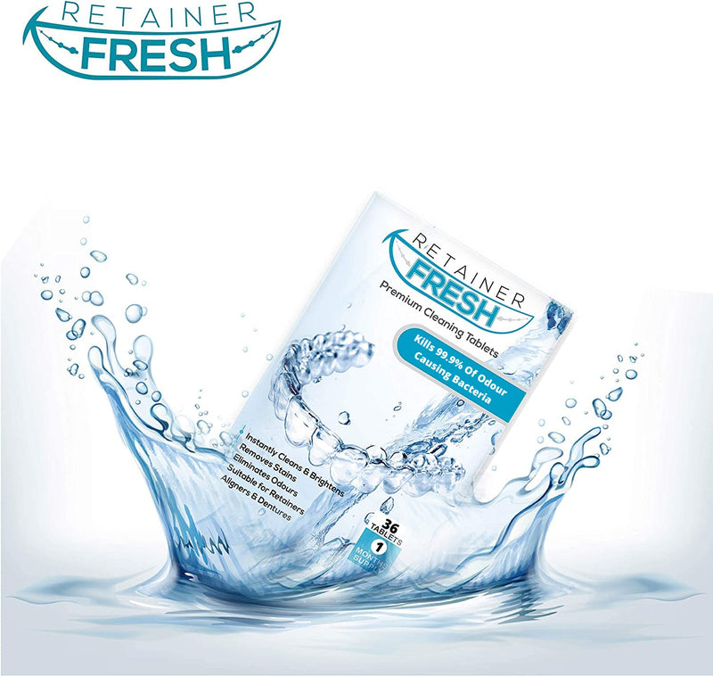 Retainer Cleaning Tablets - 36 Tablets 1 Months Supply Retainer Fresh, Brite, and Stain-Free - Retainer Cleaner Tablet, Invisalign, Mouth Guard, Dentures, Aligners 36 Count (Pack of 1) - NewNest Australia