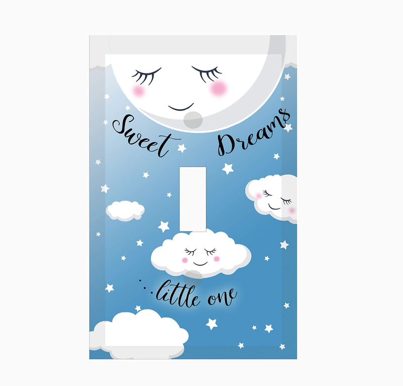 Sweet Dream Baby Nursery Room Light Switch Wall Plate Cover Decorative Kids Bedroom Decor, Moon & Stars, Clouds Toddler Playroom Baby Shower Gift (Blue) Blue - NewNest Australia