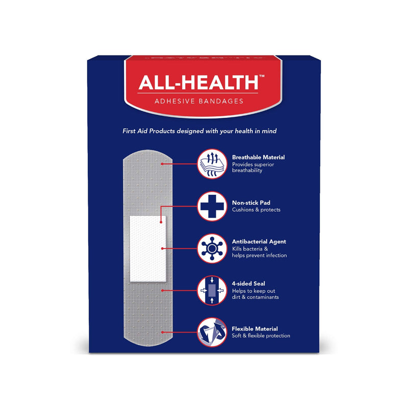All Health Antibacterial Sheer Adhesive Bandages, 3/4 in x 3 in, 160 ct | Helps Prevent Infection, Extra Large Comfortable Protection for First Aid and Wound Care - NewNest Australia