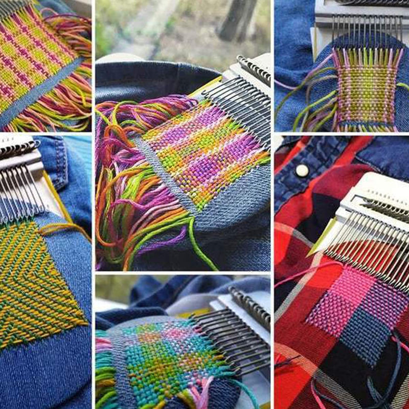 Small Weaving Loom, Wooden Speedweve Darning Loom Type Weave Tool, Convenient DIY Darning Machine for Mending Jeans and Clothes Quickly and Easily, Makes Beautiful Stitching (14 Hooks) 14 Hooks - NewNest Australia