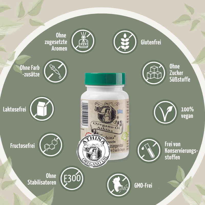 Athina Oregano Vegan Oil 3 X 60 Capsules I 100 Mg Athina Oregano Oil Organic Per Capsule I Origanum Vulgare Hirtum From Greece I 80% Carvacrol I Pure & Natural Ingredients I Leading Manufacturer - NewNest Australia