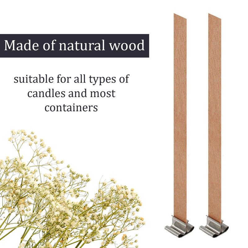 Wooden Wicks for Candle Making - 100pcs Candle Wicks for Soy Wax with Metal Clips at Base - Cracking Wood Wicks for Candles Making Home Décor Candle DIY - Wick Holders for Candle Making - NewNest Australia