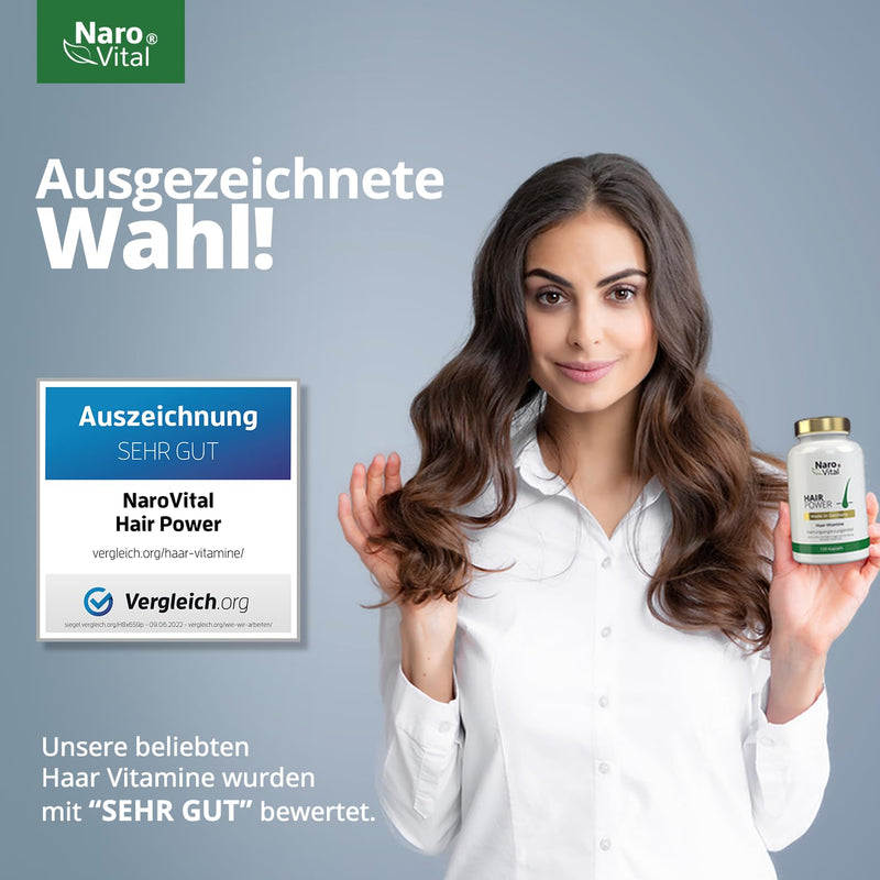 NaroVital hair vitamins - high dosage with biotin, zinc, selenium, OPC, millet extract (rich in silicon and silica) - 120 capsules (2 months) - hair and beard growth - women and men - NewNest Australia