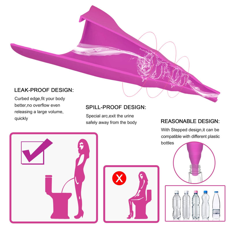 Female Urination Device,Reusable Silicone Female Urinal Foolproof Women Pee Funnel Allows Women to Pee Standing Up,Women's Urinal with Drawstring Bags is The Perfect Companion for Travel and Outdoor fuchsia - NewNest Australia