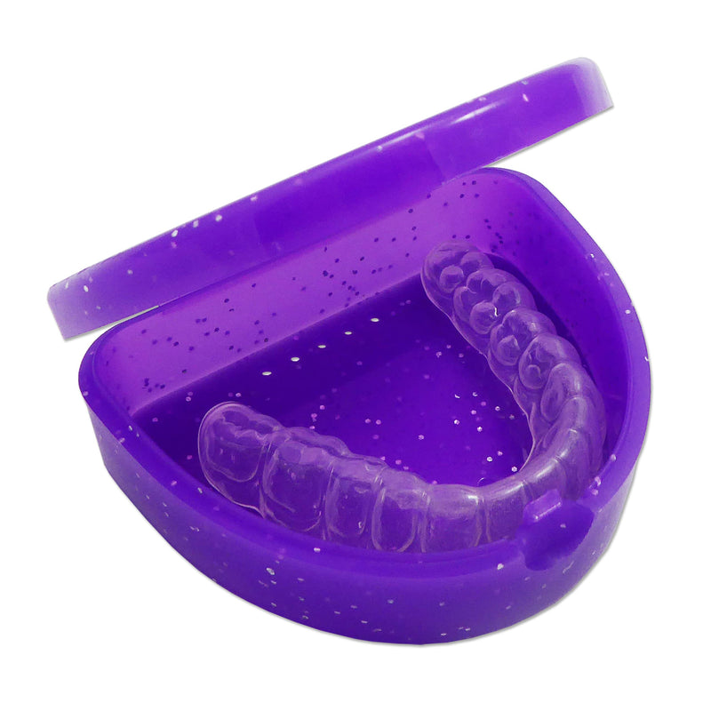Slim Orthodontic Dental Case x 2 - Colour & Glitter Choices for Retainers, Bleaching Trays, Dentures & More (Glitter Pink & Glitter Purple) Glitter Pink & Glitter Purple - NewNest Australia