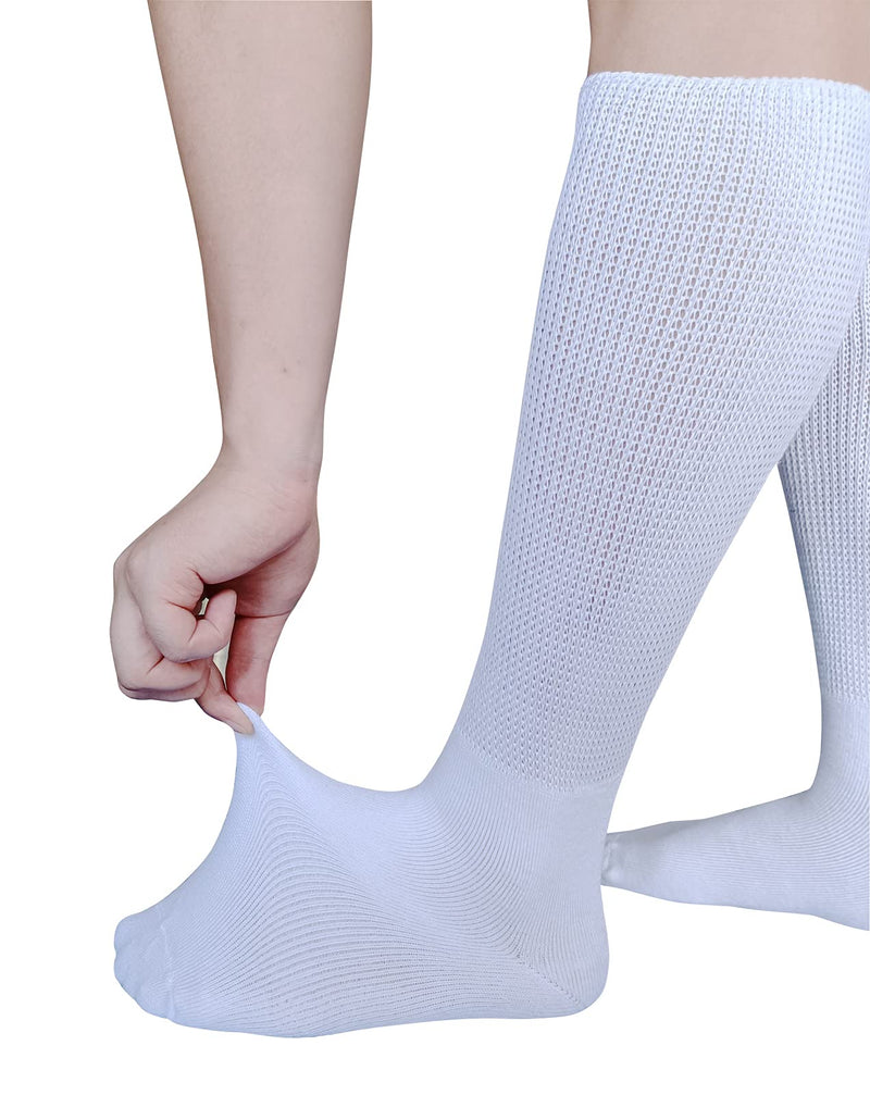 Extra Wide Socks for Lymphedema Swollen Feet Leg, Bariatric Socks, Neuropathy Medical Cast Sock, Diabetic Non Binding Socks 2 Pairs(white) - NewNest Australia
