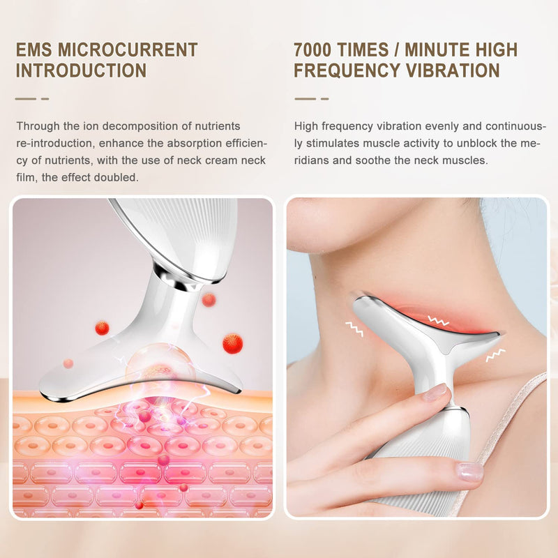 Coobes Electric Facial Massager Anti-Wrinkle, Neck Face Firming Device, Face Against Wrinkles Beauty Meter, Ems Facial Care Device Anti-Wrinkle Device For Women. (3 Color Led Modes) 3 Color Led Modes - NewNest Australia