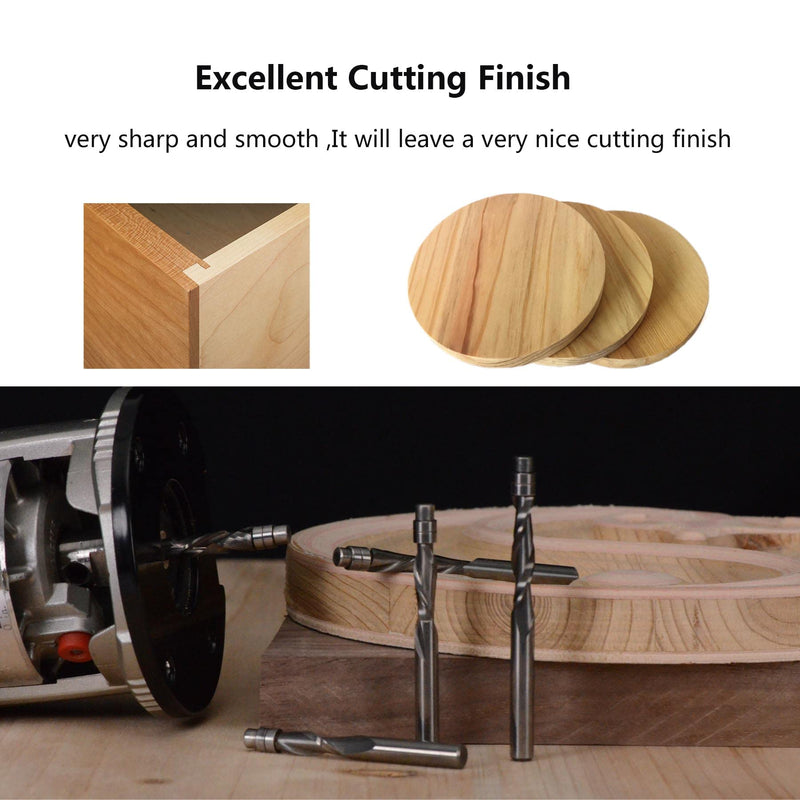 SpeTool 1/4 Shank Pattern Router Bit Extra Long Compression Spiral Flush Trim Router Bearing Bit 1-1/8 Inch Cutting Length, 3 inch OVL Up&Down Woodwork Great for Trim Shelf Edging Veneer or Laminates COMPRESSION-1/4" - NewNest Australia