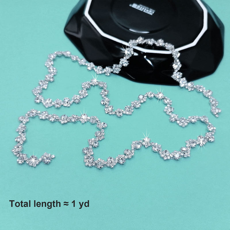 Yhsheen 1 Yard Bling Delicate Rhinestone Trim Crystal Rhinestone Chain Rhinestone Applique for DIY Decoration & Bridal Costume Embellishment - NewNest Australia