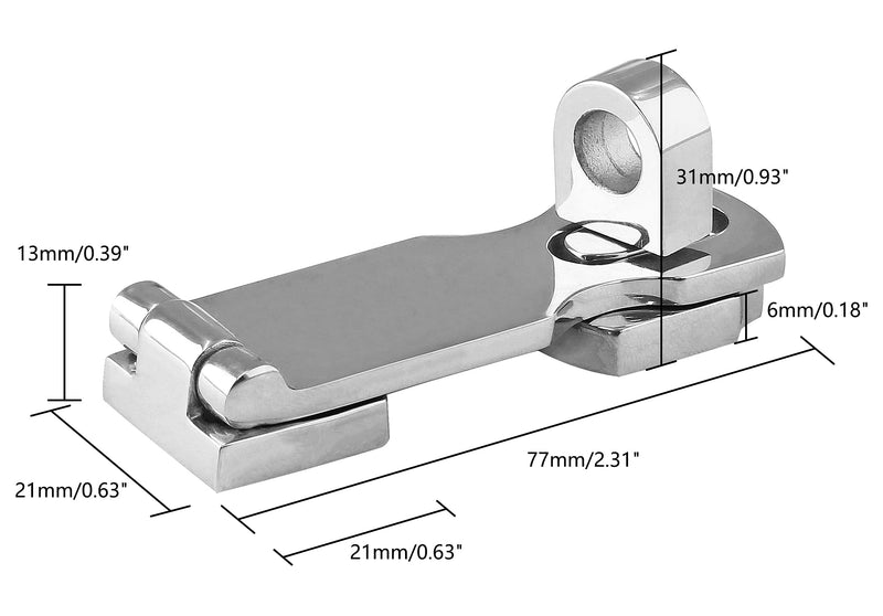 Bonsicoky 2Pcs Marine Grade 316 Stainless Steel Door Hasps, 3 Inch Heavy Duty Swivel Safety Hasp with Turning Padlock Eye Mount - NewNest Australia