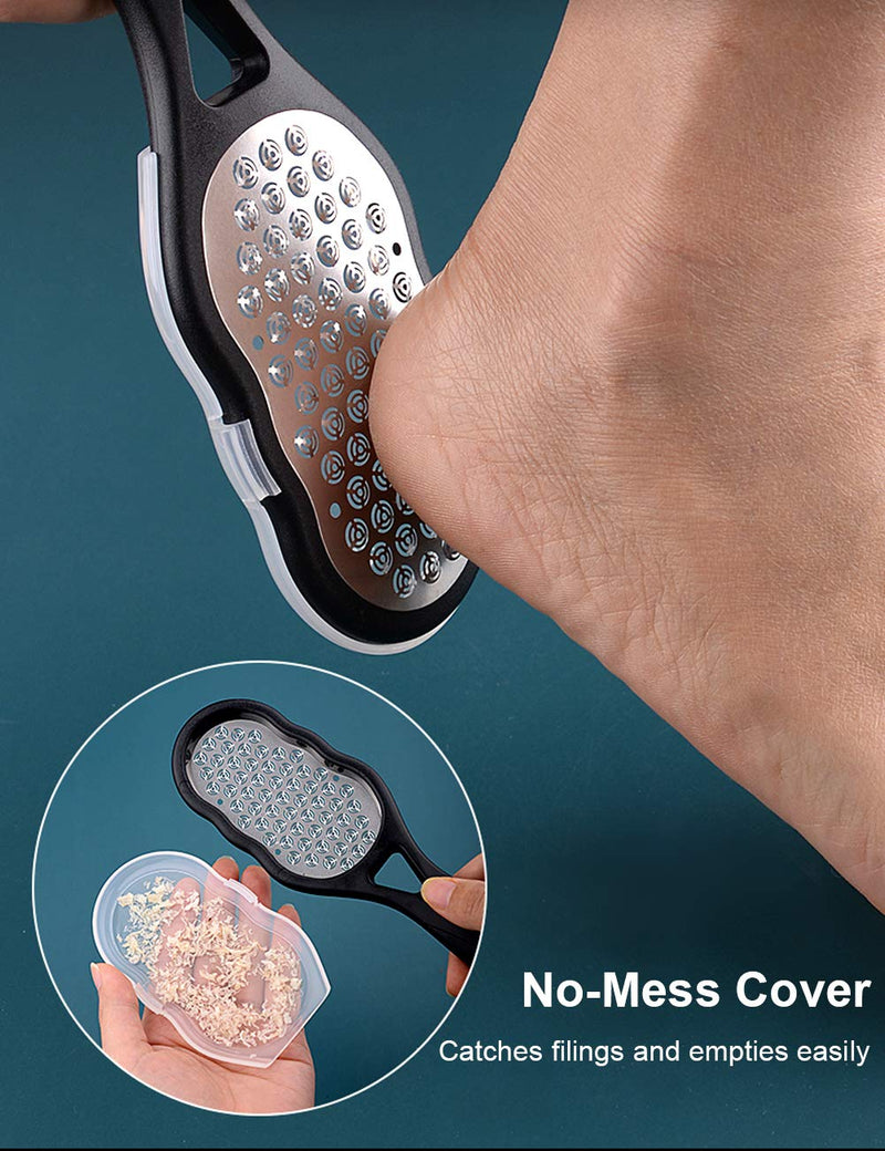 Foot Rasp Hard Skin Remover, Dead Skin Remover for Feet with Dander Container, Premium Stainless Steel Feet Care Callus Shaver for Dry Wet Foot Heel Callus, Dead, Cracked Skin White - NewNest Australia