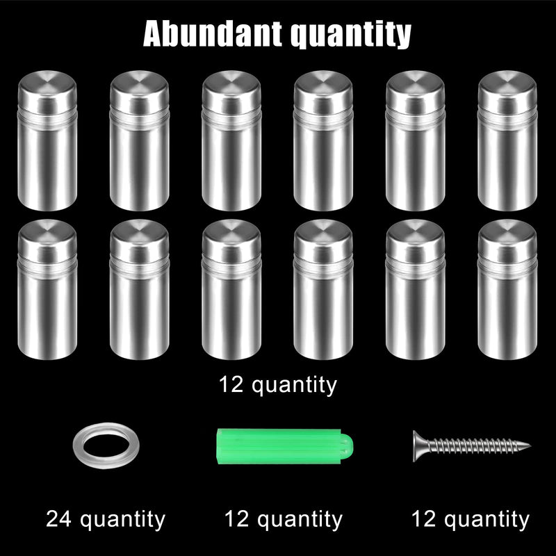 AIEX 12pcs 12x25mm Stainless Steel Standoff Holder Screws Advertising Nails Glass Wall Standoff Sign Mounts for Billboard Installation Sign Displays (Silver) - NewNest Australia