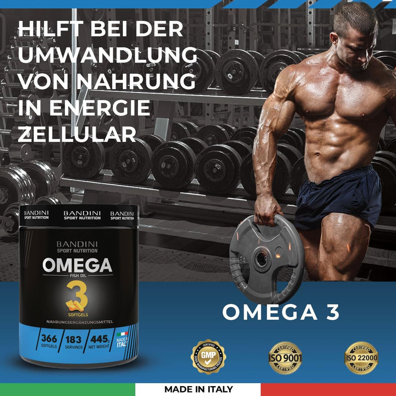 Bandini Omega 3 366 Capsules - 360 Mg Epa And 240 Mg Dha Per Daily Dose - Dietary Supplement Based On Pure Fish Oil Beads - Omega3 Per Capsules - High Dose Essential Omega-3 Fatty Acids - NewNest Australia
