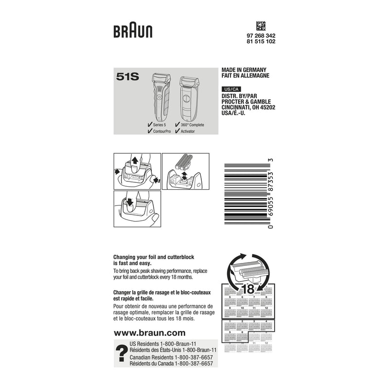 Braun Series 5 Combi 51S Foil and Cutter Replacement Pack (formerly 8000 360 Complete or Activator), 9.1g - NewNest Australia