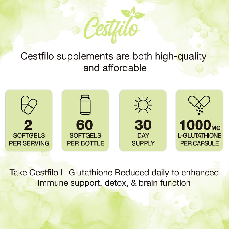 Cestfilo Liposomal glutathione reduces 1300 mg, active form L glutathione reductase (GSH), powerful antioxidant for optimal cell protection - NewNest Australia