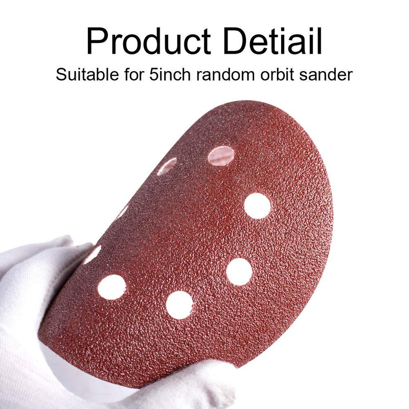 S SATC 72 PCS 5 Inch 8 Hole Hook and Loop Adhesive Sanding Discs Sandpaper for Random Orbital Sander 40 60 80 120 180 240 320 grits 72pcs 5 inch - NewNest Australia