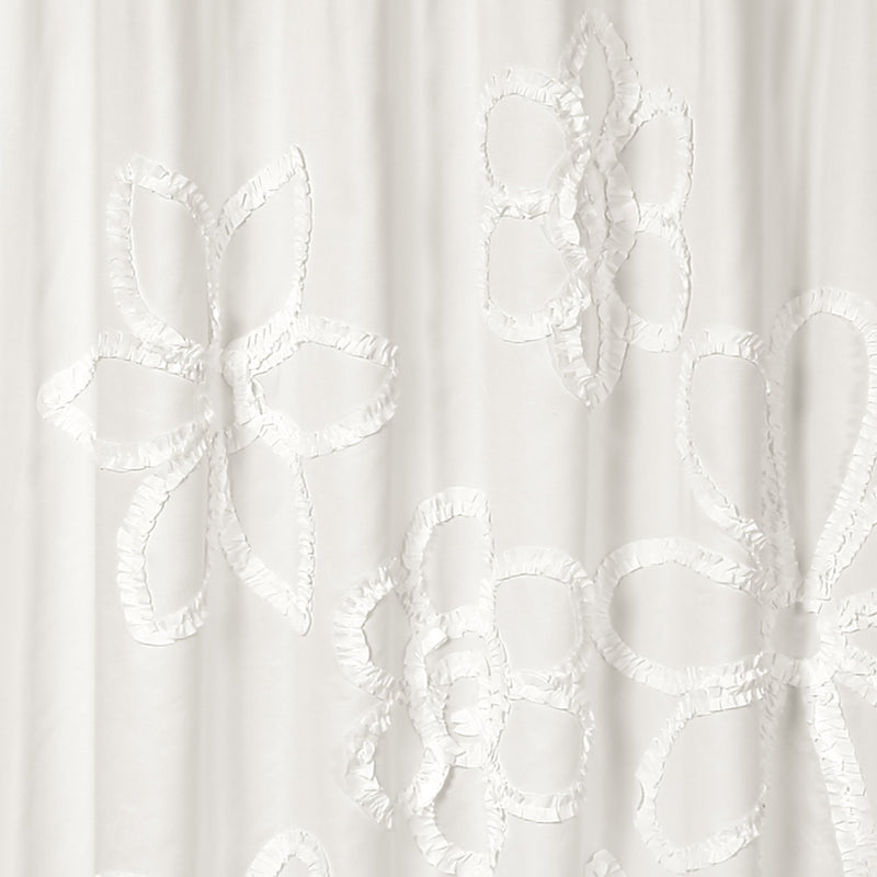 Lush Decor White Ruffle Flower Polyester Shower Curtain, 72" x 72" - NewNest Australia